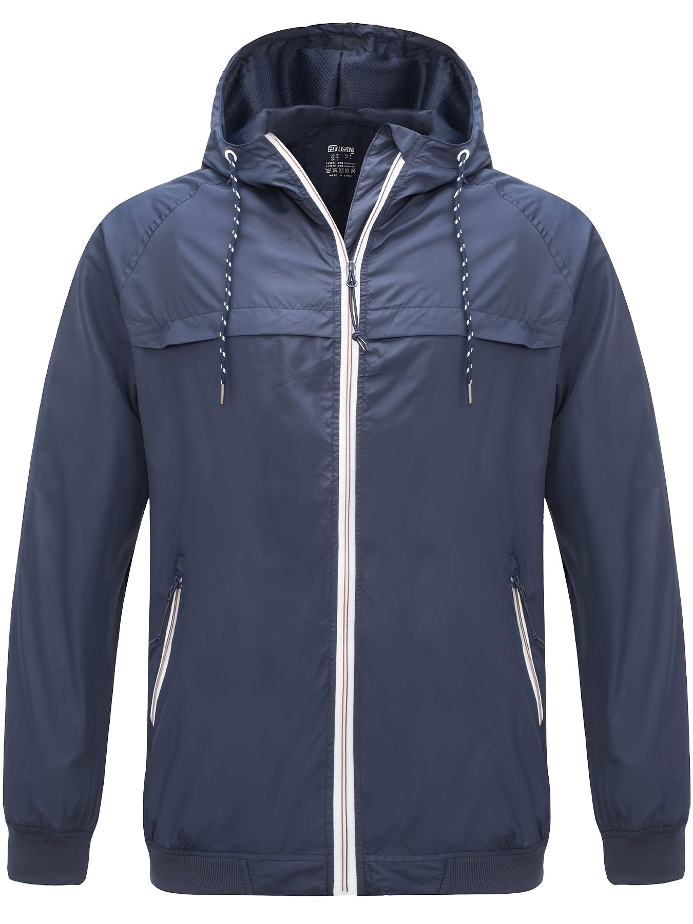 Men's Windbreaker Hooded Jacket Slim Fit Waterproof Trench Coat