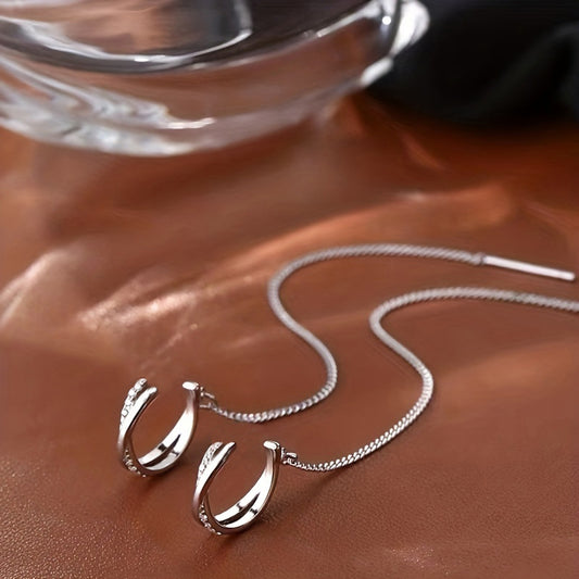 Zircon Decor Sexy Ear Cuff Threader Earrings Copper Jewelry