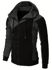 Men's Casual Block Zip Up Jacket With Hood