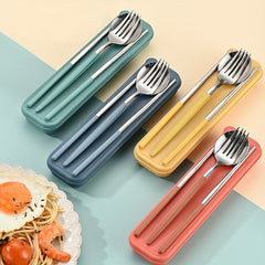 Portable Silverware Set With Storage Case Spoons Forks Chopsticks