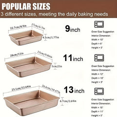 Rectangular Baking Pan Carbon Steel Cake Pizza Pan Golden Baking Pan