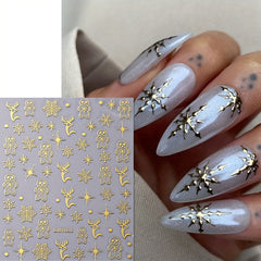 3pcs Christmas Nail Art Stickers Snowflakes Reindeer