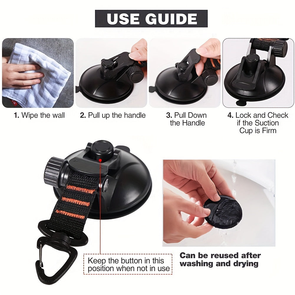 4pc Outdoor Camping Tent Suction Cup Hooks, Reusable Single/Double Hook Cups