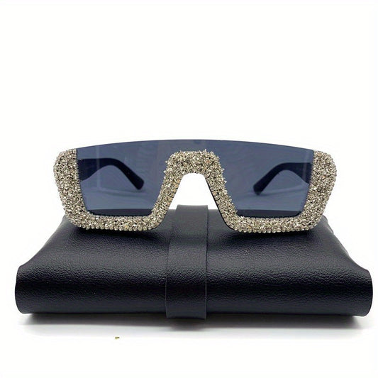 Y2K Rhinestone Sunglasses Semi Rimless UV400