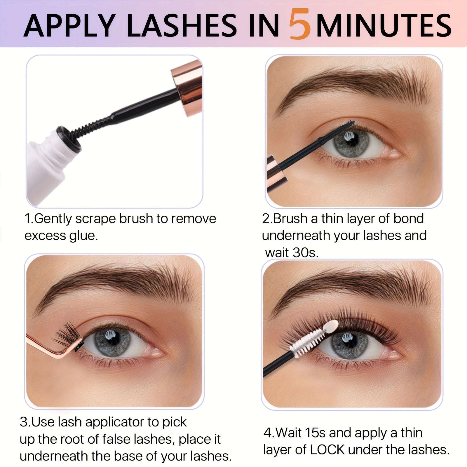 DIY Eyelash Extension Kit with 5 Clusters and Eye Glue