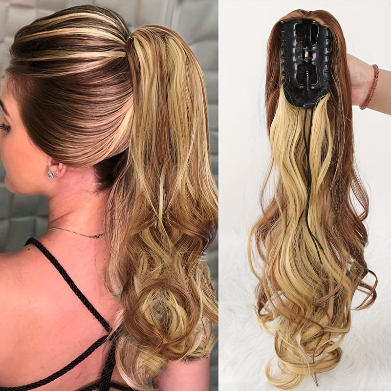 Long Curly Wavy Ponytail Extensions Synthetic Clip In Hair Extensions