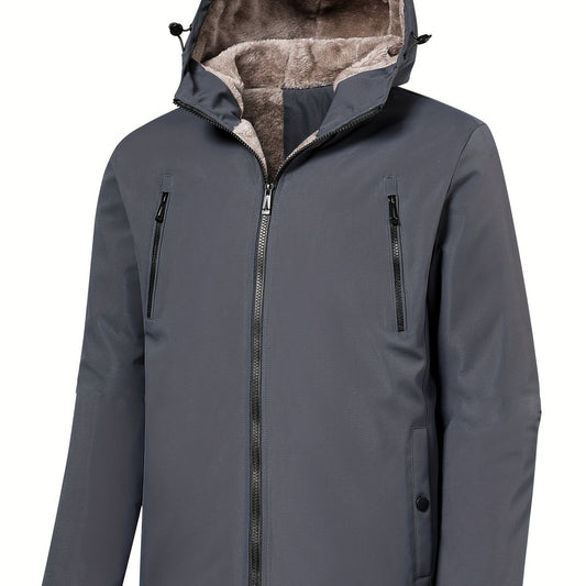 Men's Warm Fleece Hooded Jacket Zip Up Coat for Fall Winter Outdoor