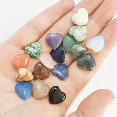 Natural Heart Shaped Crystal Stones 10Pcs Worry Stones Healing Carved Stones