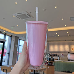 760ml Insulated Coffee Cup with Lid and Straw Leakproof BPA Plastic