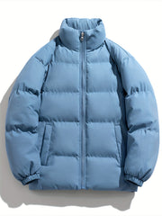 Men's Classic Hooded Jacket Zip Up Padded Coat for Fall Winter