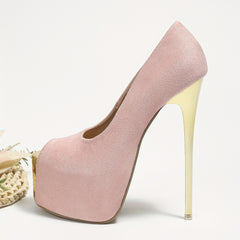 Pink Platform High Heels Slip On Stilettos for Women