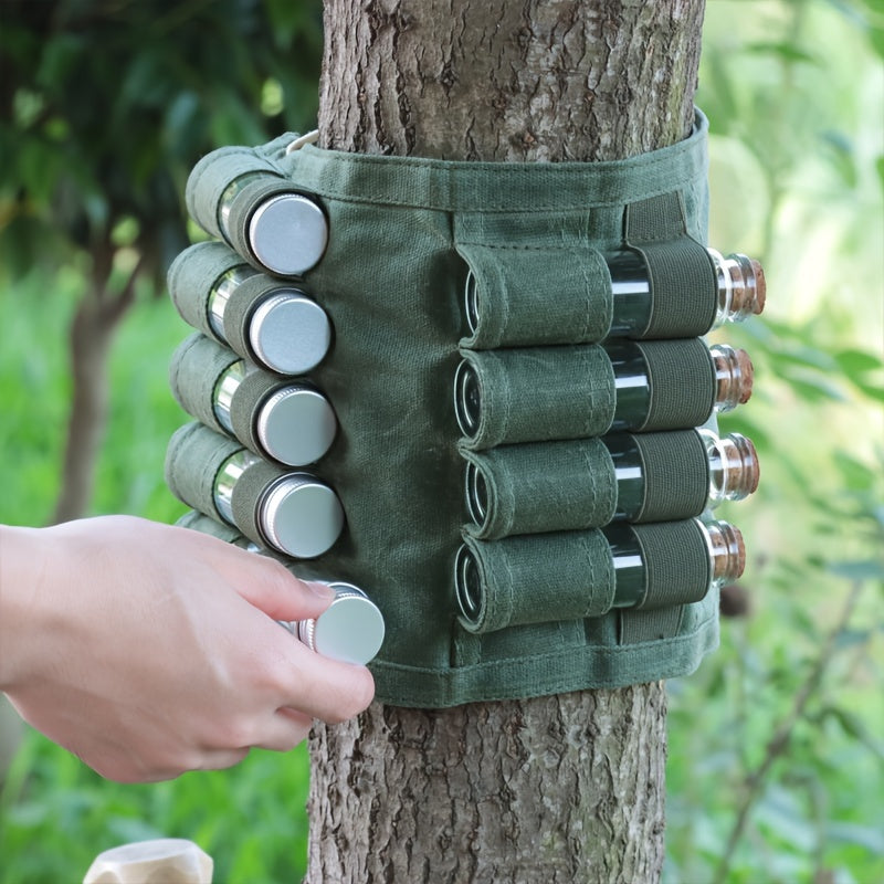 Portable Seasoning Storage Bag with 9 Spice Jars for Camping BBQs
