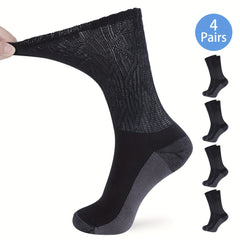 4 Pairs Non-Binding Diabetic Crew Socks for Women & Men