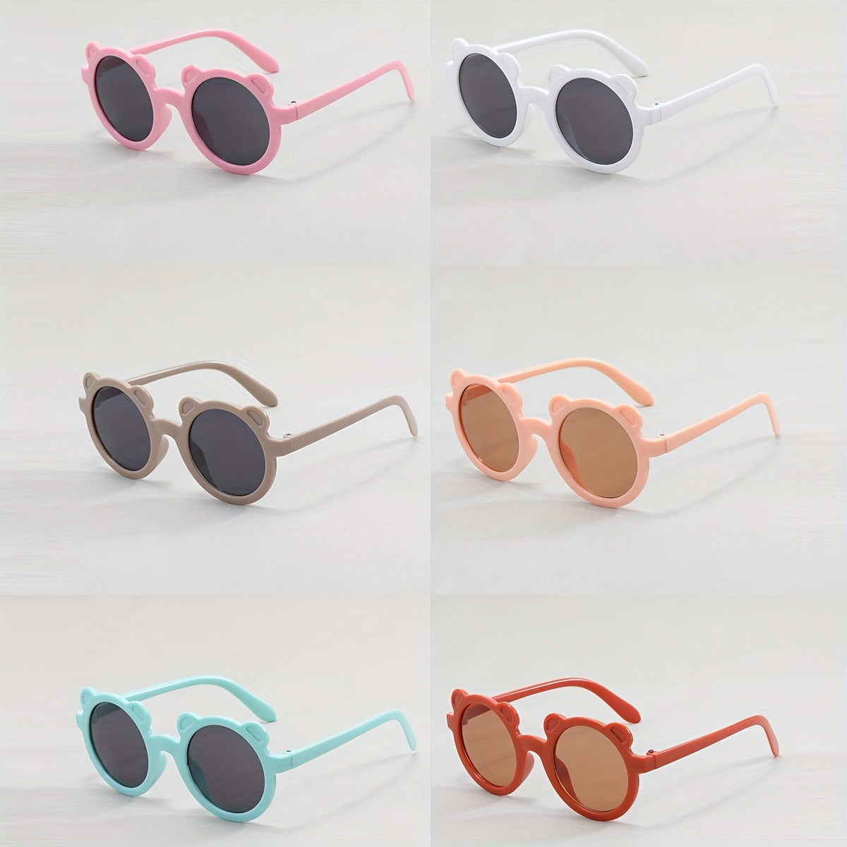6 Pairs Kids Bear Ears Cartoon Sunglasses Decoration
