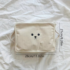 Beige Travel Diaper Bag with Bear Durable Polyester