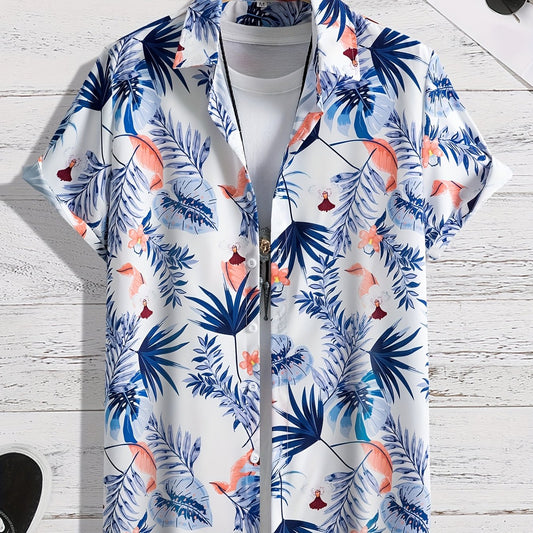Flower And Leaf Pattern Men's Hawaiian Shirt