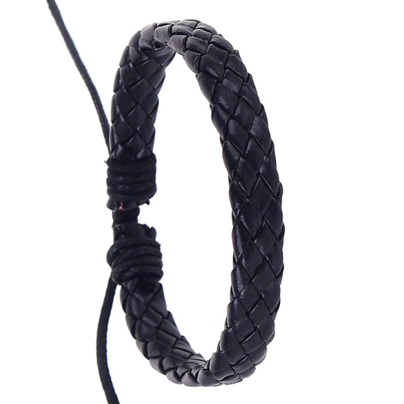 Vintage Men's Braided Leather Hand Rope Bracelet