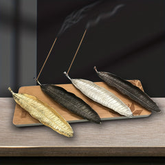 Vintage Golden Leaf Incense Stick Holder Burner