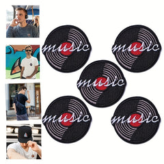 J CARP 5pcs Music Patches For Jackets Hats Backpacks Men's