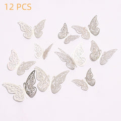 12pcs 3D Golden Butterfly Wall Decor - Perfect for Birthday Party & Nursery