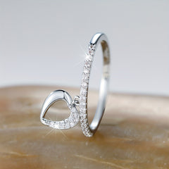 Heart Shape Pendant 18K Plated Dainty Dangle Ring For Wedding