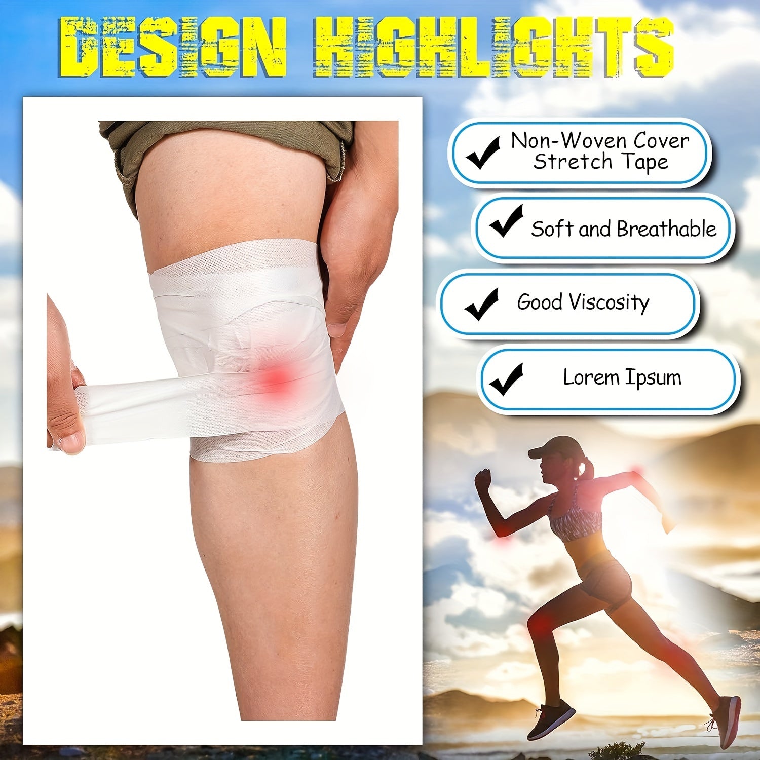 Non Woven Bandage Roll Stretch Tape 2" x 5 Yards