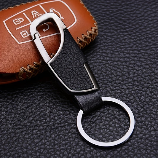 Men's Leather Keychain Metal Car Key Pendant