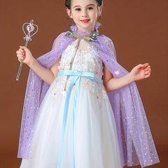 Girls Cartoon Sequin Princess Cloak Cape For Party Cosplay Dress Up
