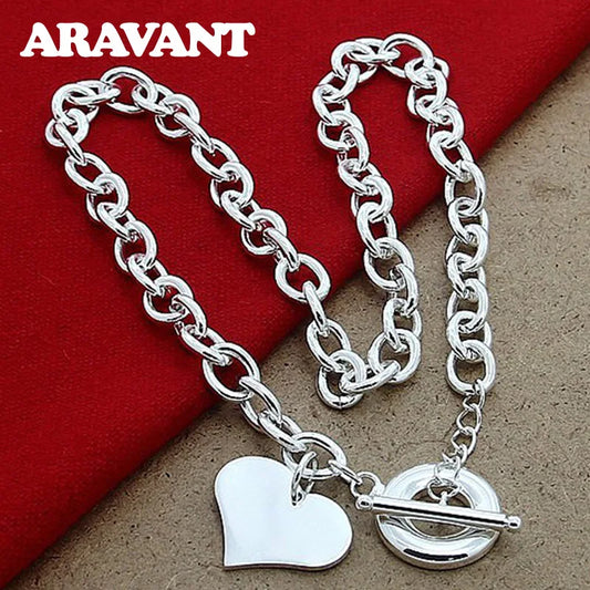 925 Silver Heart Pendant Necklaces For Women Wedding Jewelry