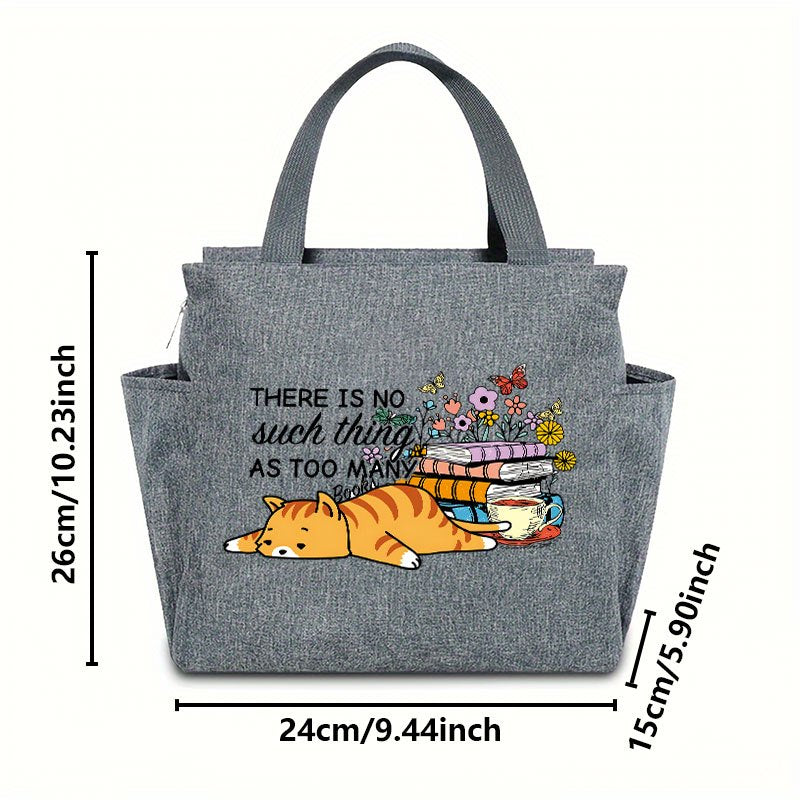 Tired Cat Insulated Lunch Bag Oxford Cloth Cooler Box Portable Food Stor