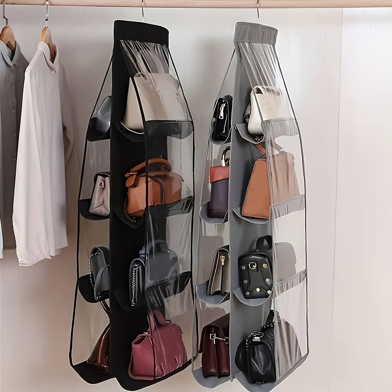 8 Pockets Hanging Bag Organizer Closet Wardrobe Storage Bag