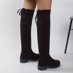 Women's Over The Knee Boots Lace Up Block Heels Comfy Slip On Long Boots