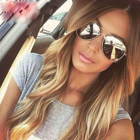 Classic Mirror Lens Aviator Sunglasses Metal Fishing Sunshade Eyeglasses