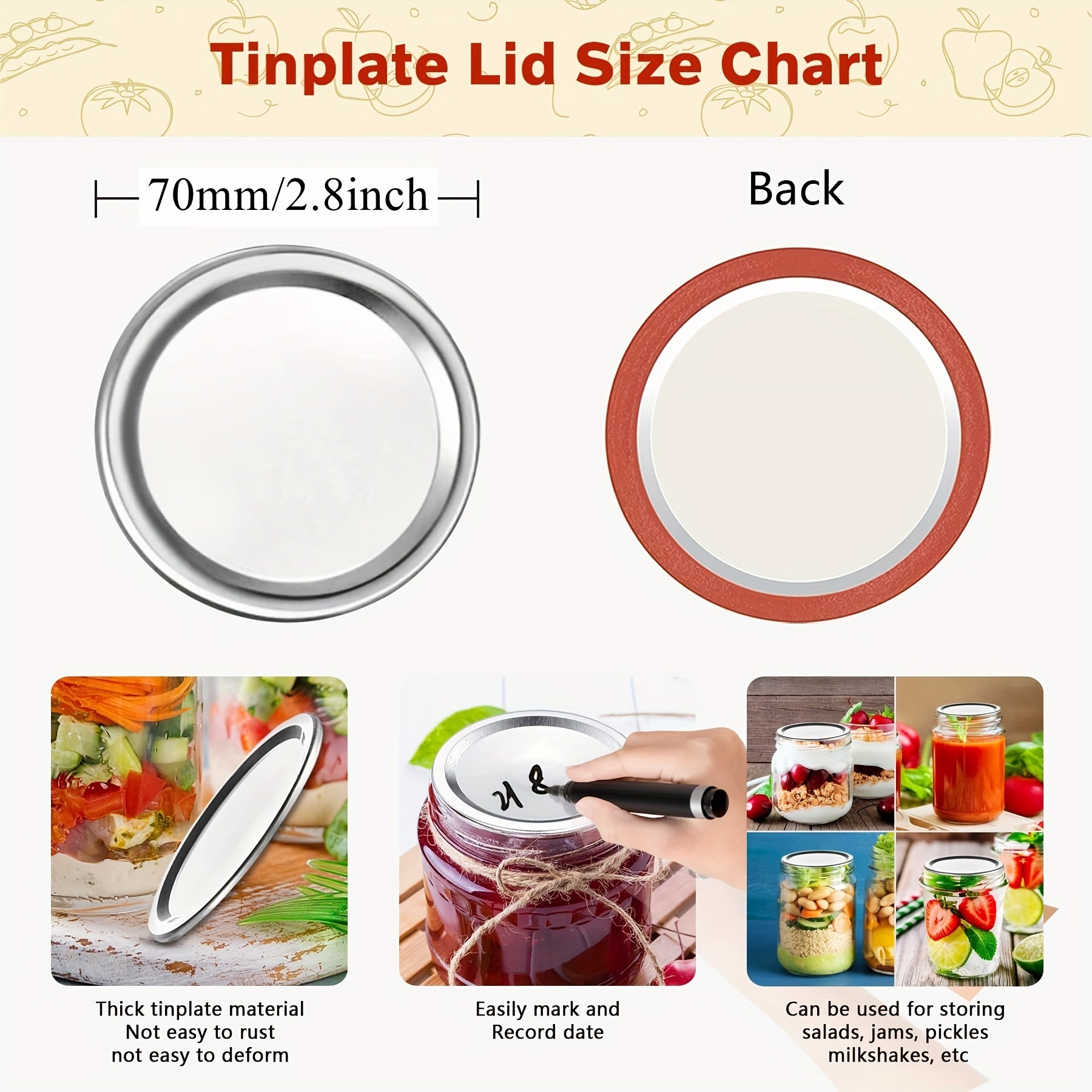 Bulk Wide Mouth Canning Lids - 12/24/48pcs Airtight Mason Jar Lids For Jams