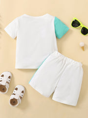 Boys Cotton Graphic Tee Matching Shorts Set Kids Summer Clothes