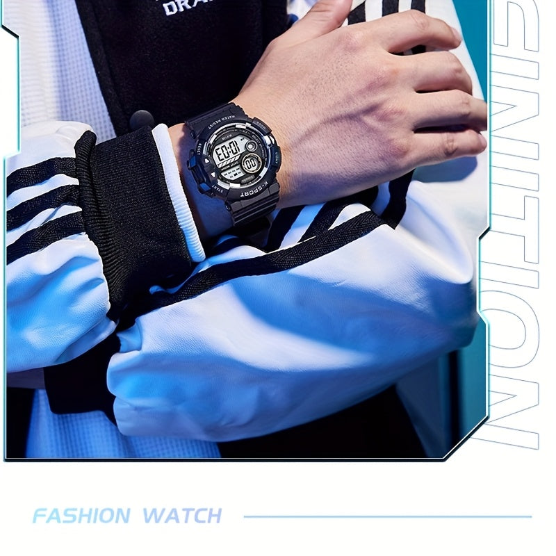 Boys' Digital Watch Alarm Luminous Display IPX7 TPU Strap Running Camping