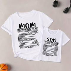 Mom & Son Nutrition Facts Tee Short Sleeve Shirts