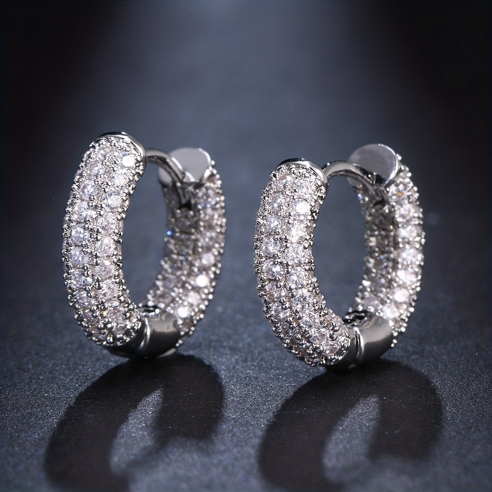 Men's Round Earrings with Artificial Diamond Zircon
