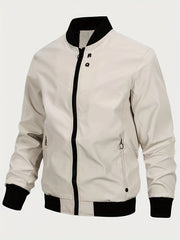 Men's Slim Varsity Zipper Jacket for Spring/Autumn