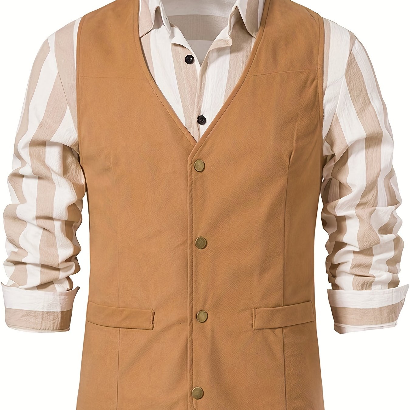Men's Casual Slim Fit Western Vest Jacket V Neck Sleeveless Waistcoat