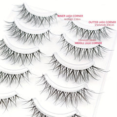 5 Pairs Natural False Eyelashes Lightweight Cosplay Wispy Lashes Extension