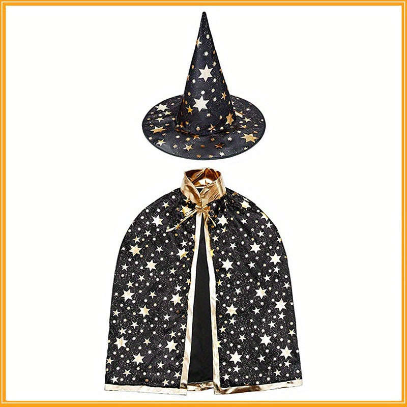 Kids Halloween Cosplay Cape & Hat Set