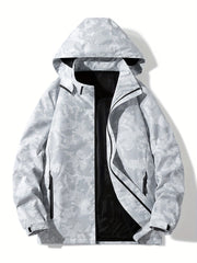 Detachable Hood Waterproof Camo Pattern Men's Jacket