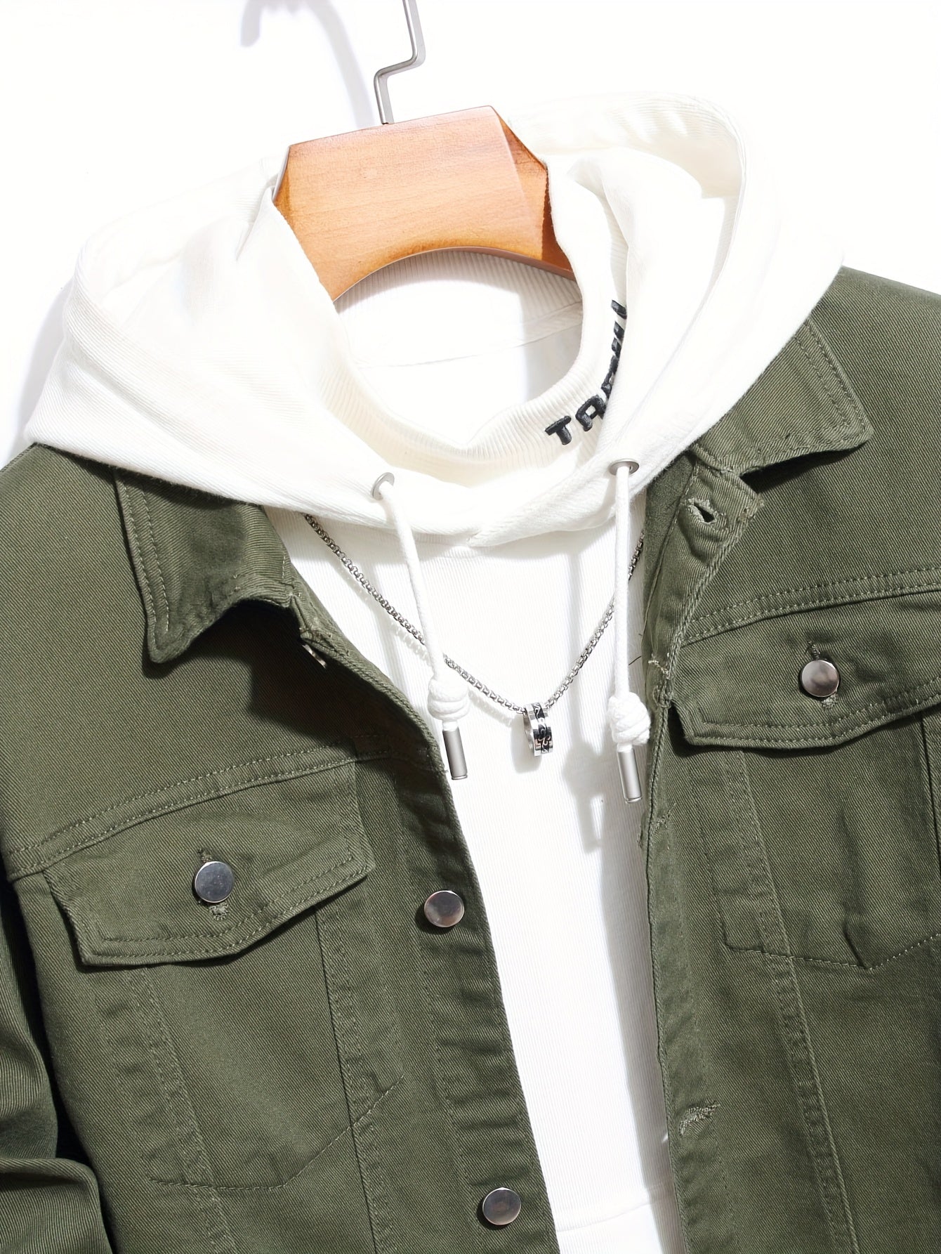 Contrast Stitching Denim Jacket Men's Casual Button Up Jacket