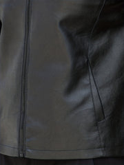 Men's Slim Fit PU Jacket Stand Collar Faux Leather Jacket