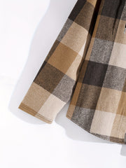 Plaid Jackets For Men Chest Pocket Button Up Hooded Stylish Coat