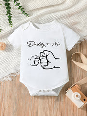 Baby Boys Casual Daddy Me Print Romper Short Sleeve Crew Neck Bodysuit