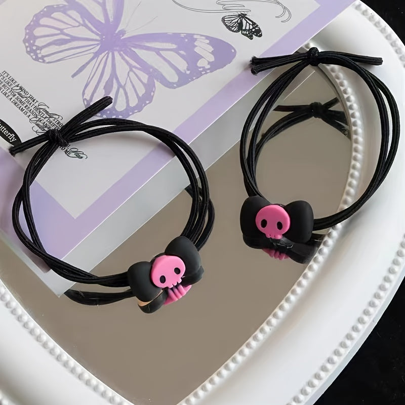 Skull Bow Hair Snap Clip Punk Pink Barrette Hair Accessories For Women