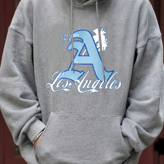 Men's Casual Letter A Hooded Sweatshirt for Autumn and Winter
