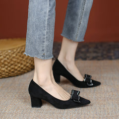Women's Bowknot Pointed Toe High Heels Slip On Dress Pumps